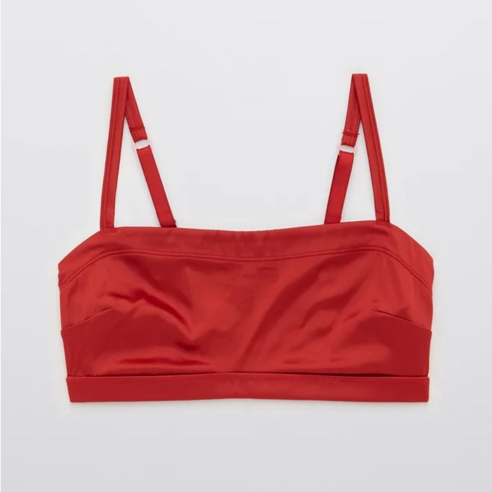 Aerie Red Satin Bralette Bandeau
